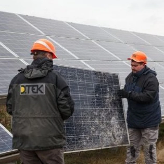 Technicians servicing solar panels