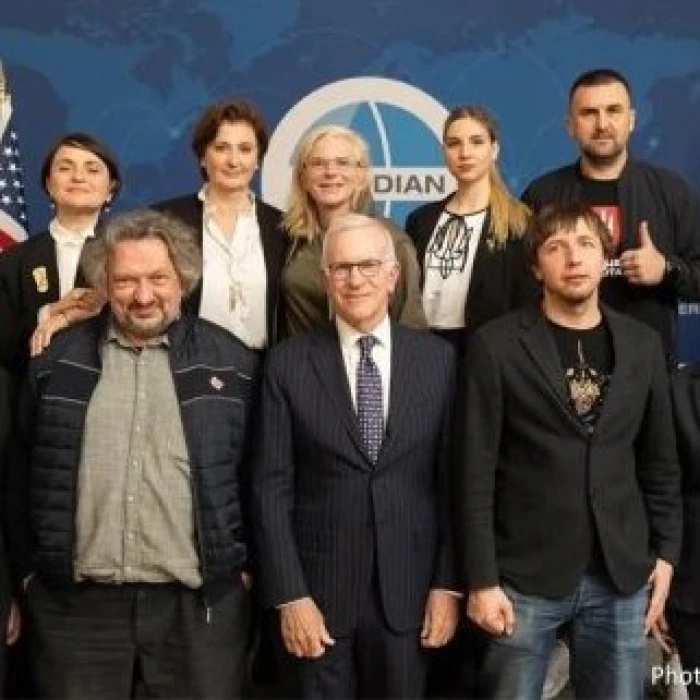 Delegation group photo at official meeting